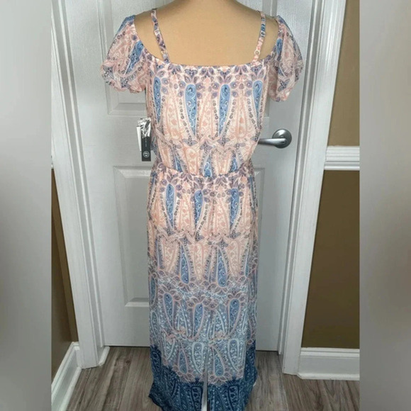 🌸 AS U WISH Maxi Dress Pink Blue Paisley Floral Boho‎ Peasant Fairy Cottagecore - Picture 5 of 8